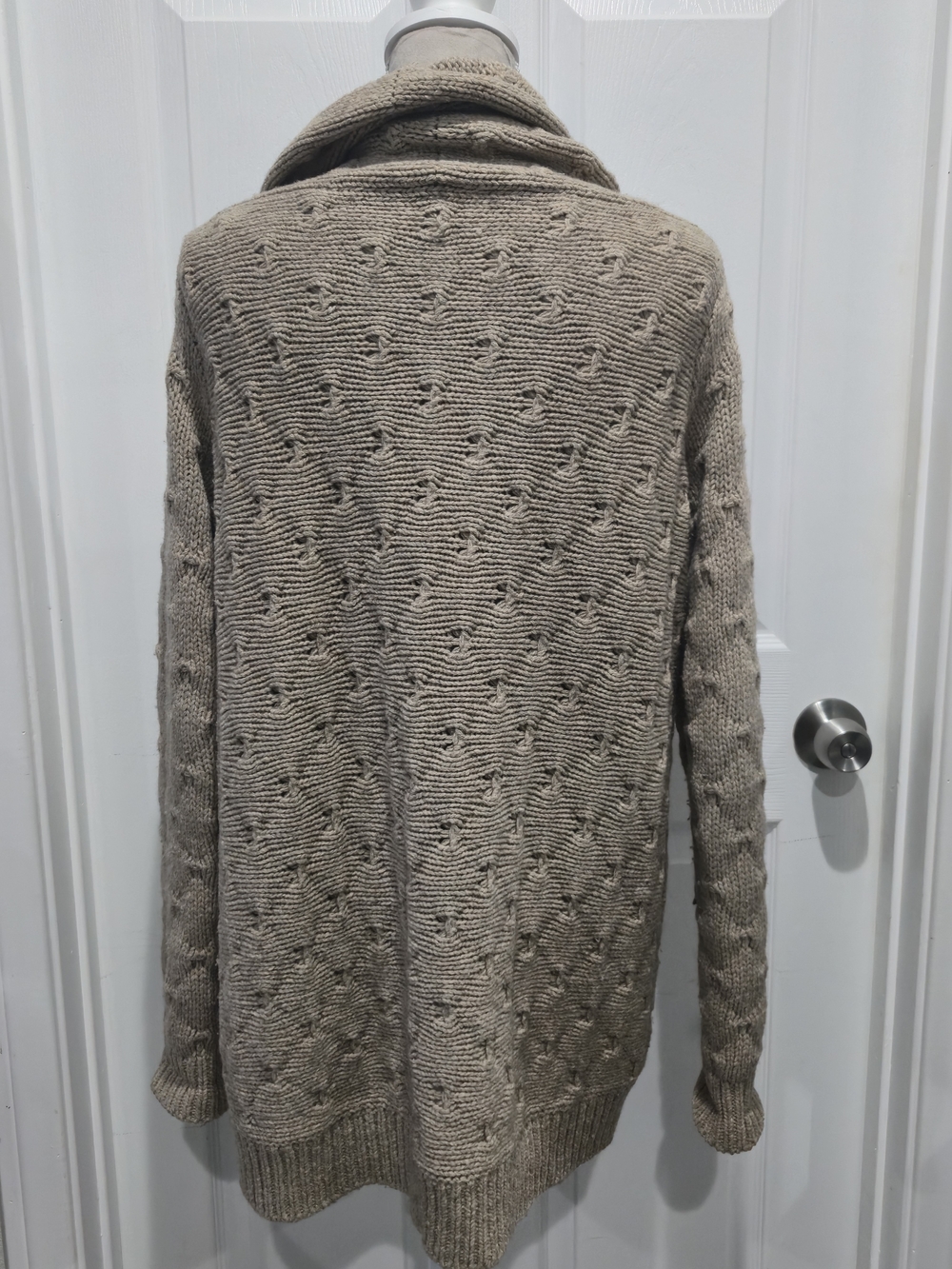 Vince Tuck Stitch Yak Wool Cardigan Taupe Shawl Collar S - Picture 6 of 15